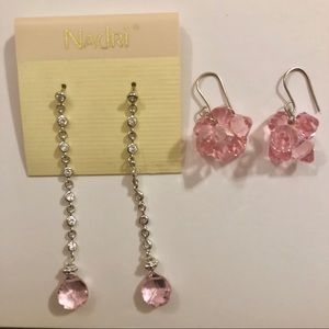 Nadri light pink and silver drop earrings